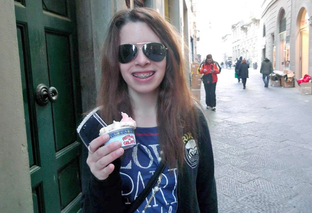 Eating gelato from Festival Del Gelato in Florence, Italy!