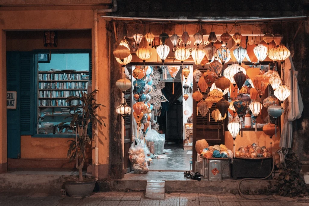 lanterns in a doorway in Hoi An, Vietnam